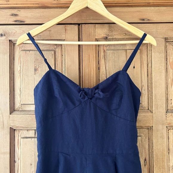 J. Crew 2 Navy Blue Tank Top Romper‎ Cotton Linen Jumpsuit - Picture 6 of 12